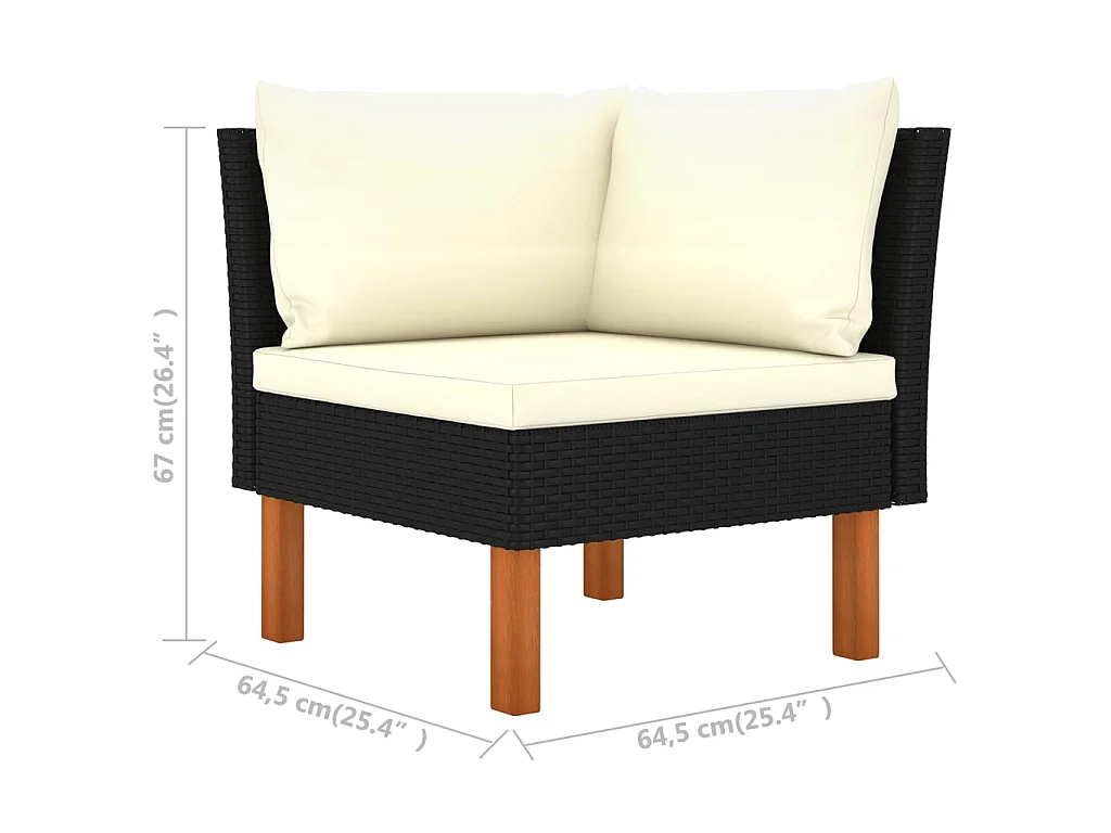 Ecksofa Poly Rattan und Eukalyptus Massivholz