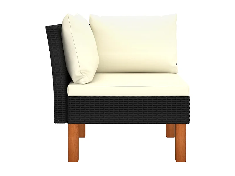 Hoekbank poly rattan en massief eucalyptushout