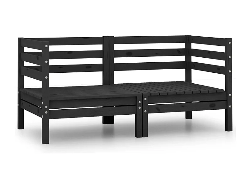 Tuinhoekbank 2 st massief grenenhout zwart