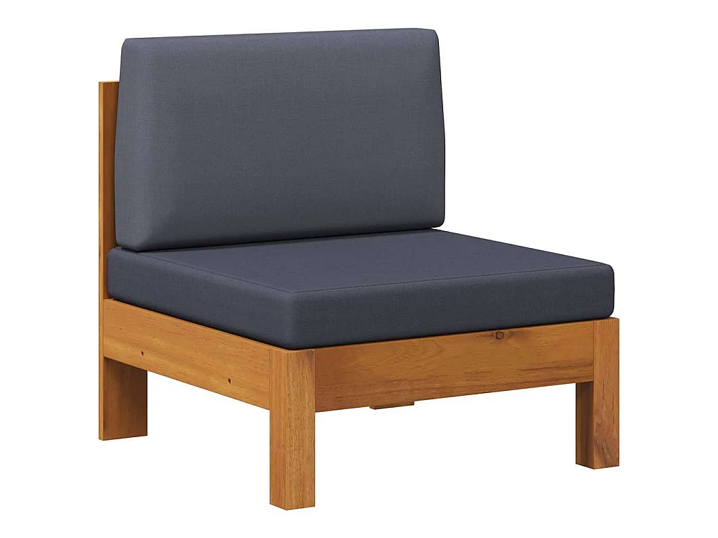 Middenbank met donkergrijze kussens massief acaciahout