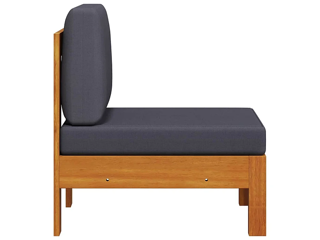 Middenbank met donkergrijze kussens massief acaciahout