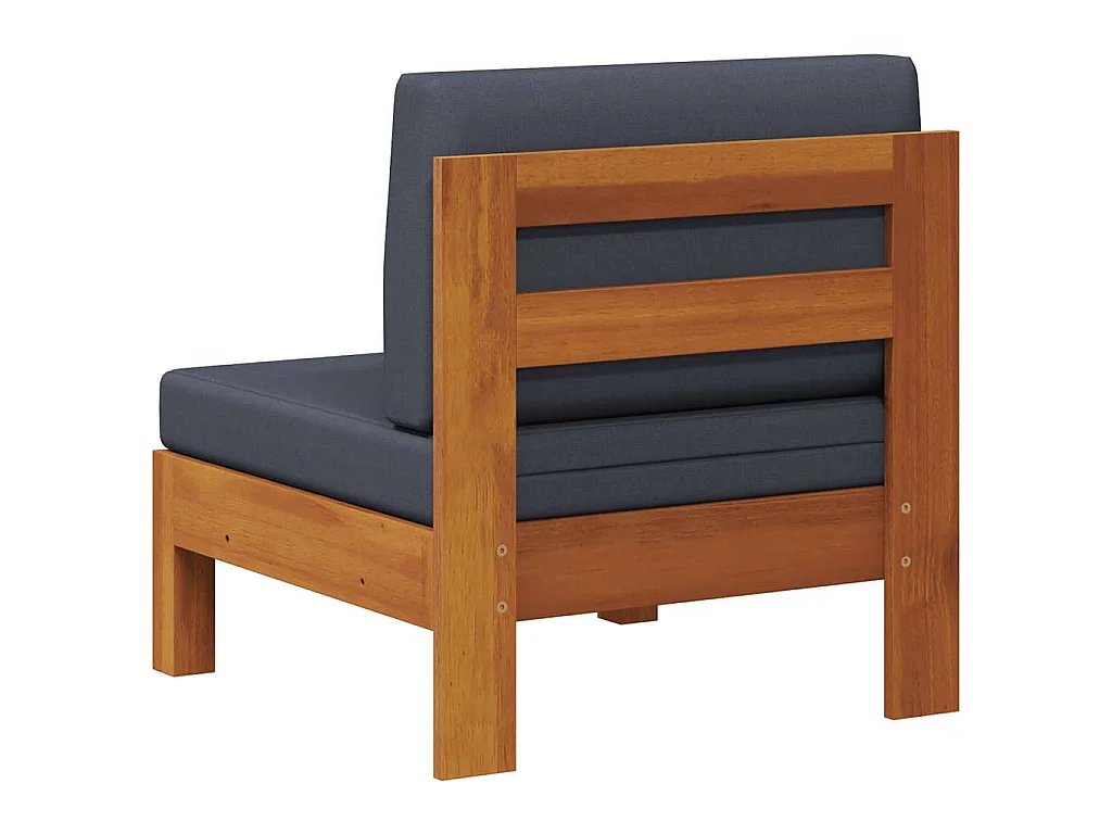 Middenbank met donkergrijze kussens massief acaciahout