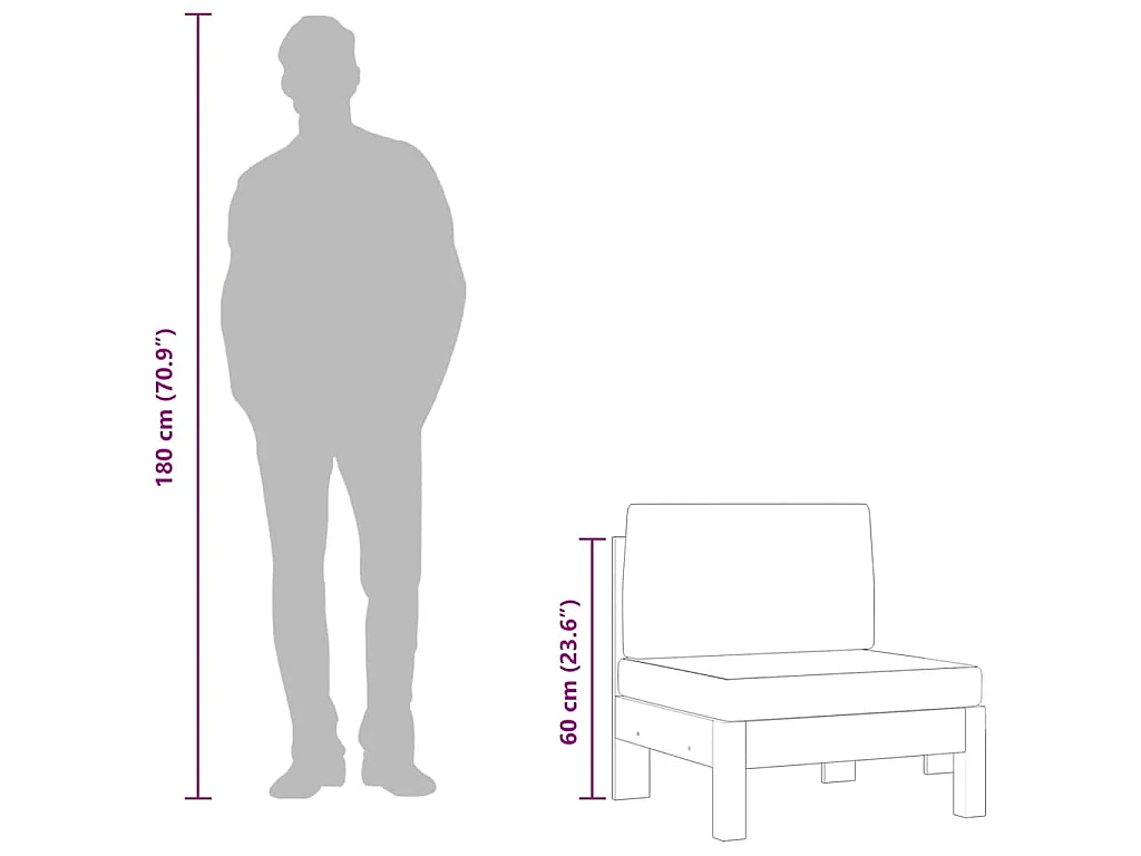 Middenbank met donkergrijze kussens massief acaciahout
