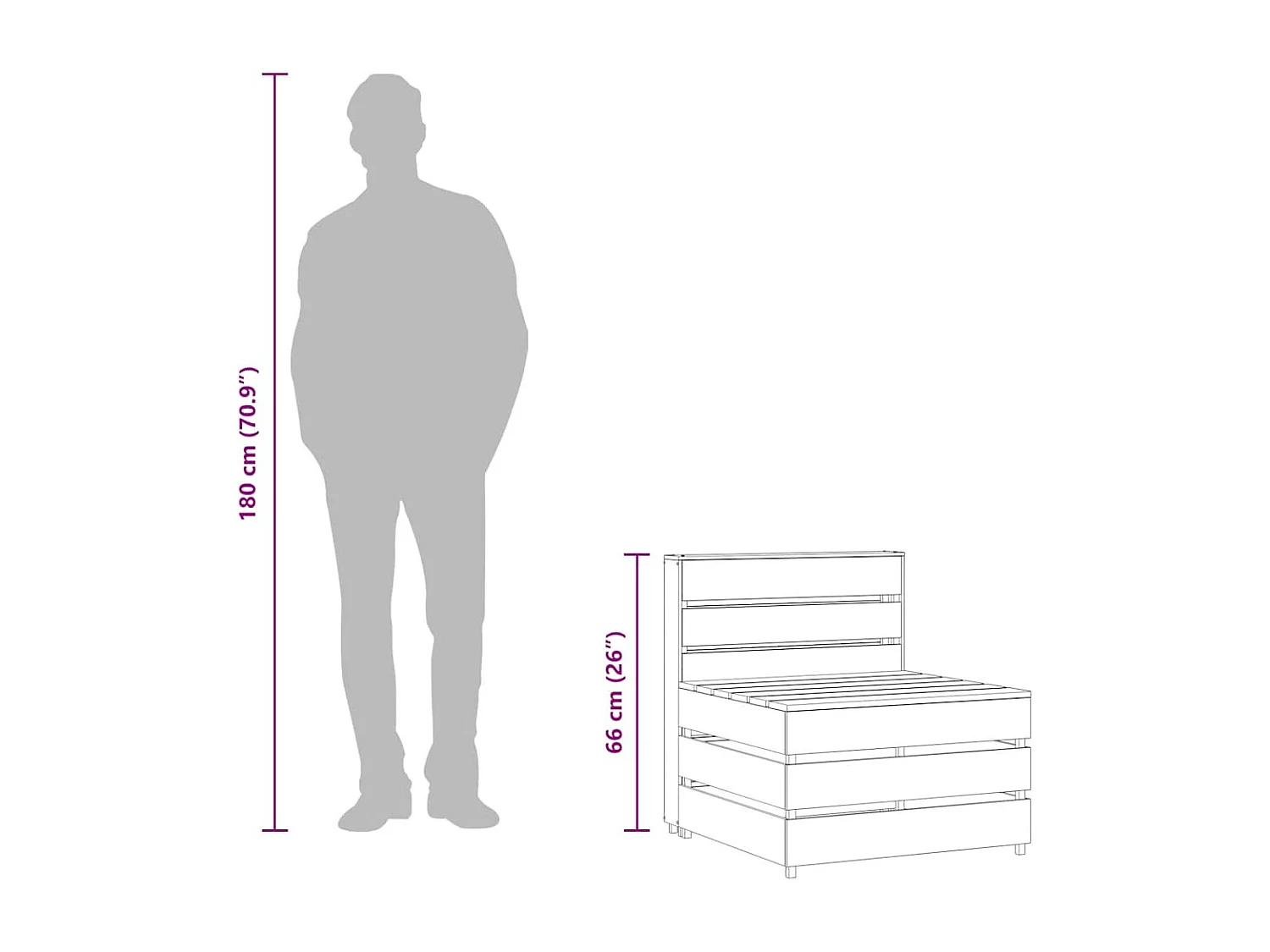 Canapé palette de milieu de jardin bois de pin imprégné