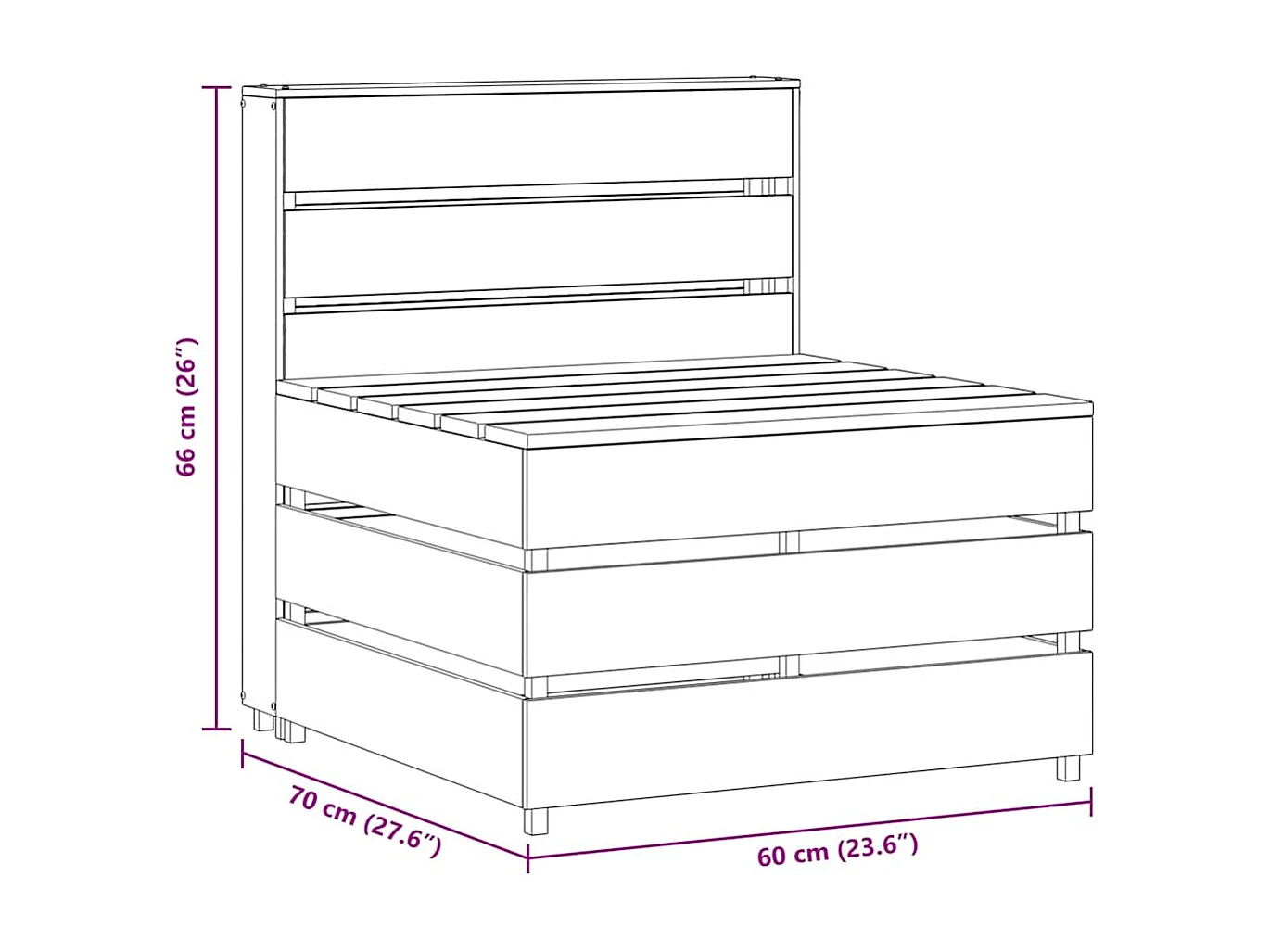Canapé palette de milieu de jardin bois de pin imprégné