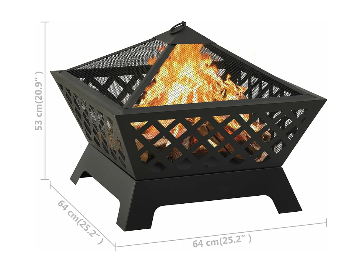 Foyer avec tisonnier 64 cm XXL Acier