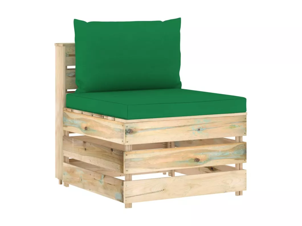 Kauf Unique Modulares Mittelsofa mit Kissen Grün Imprägniertes Holz