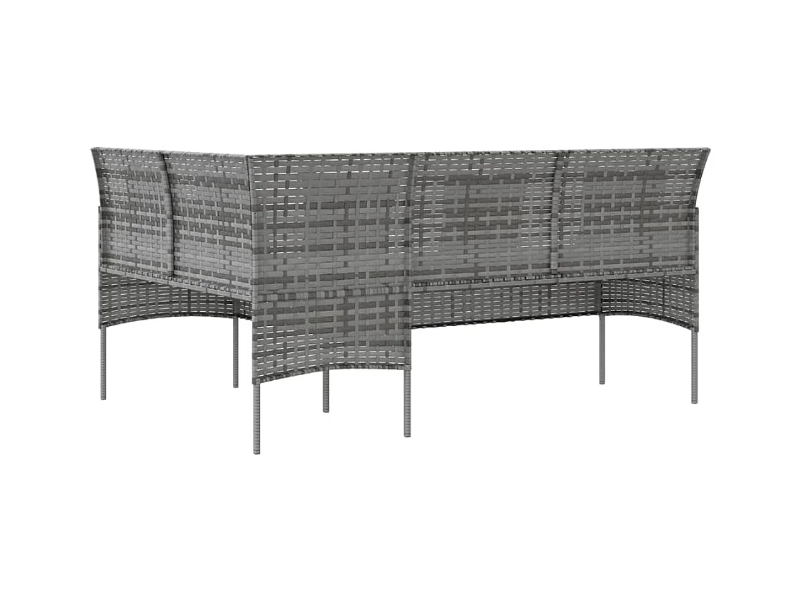 Canapé d'extérieur en L avec coussins Résine tressée Gris