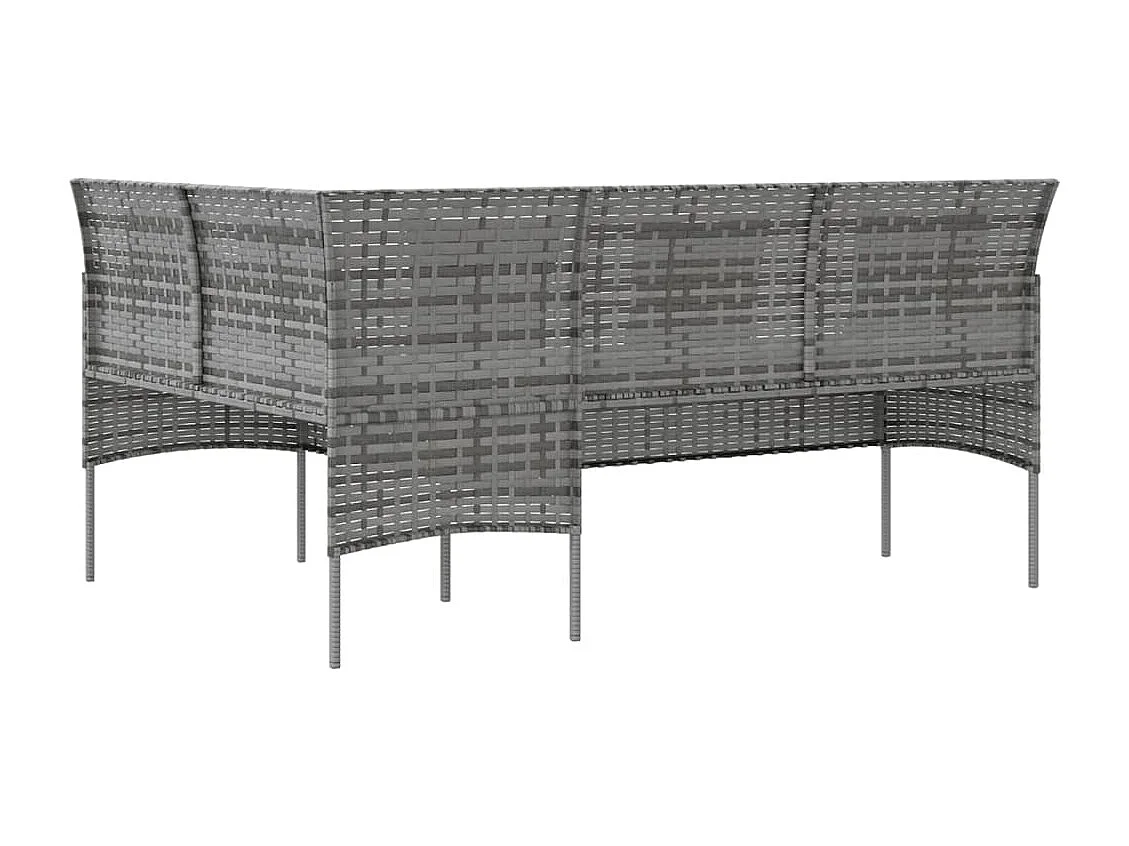 Canapé d'extérieur en L avec coussins Résine tressée Gris