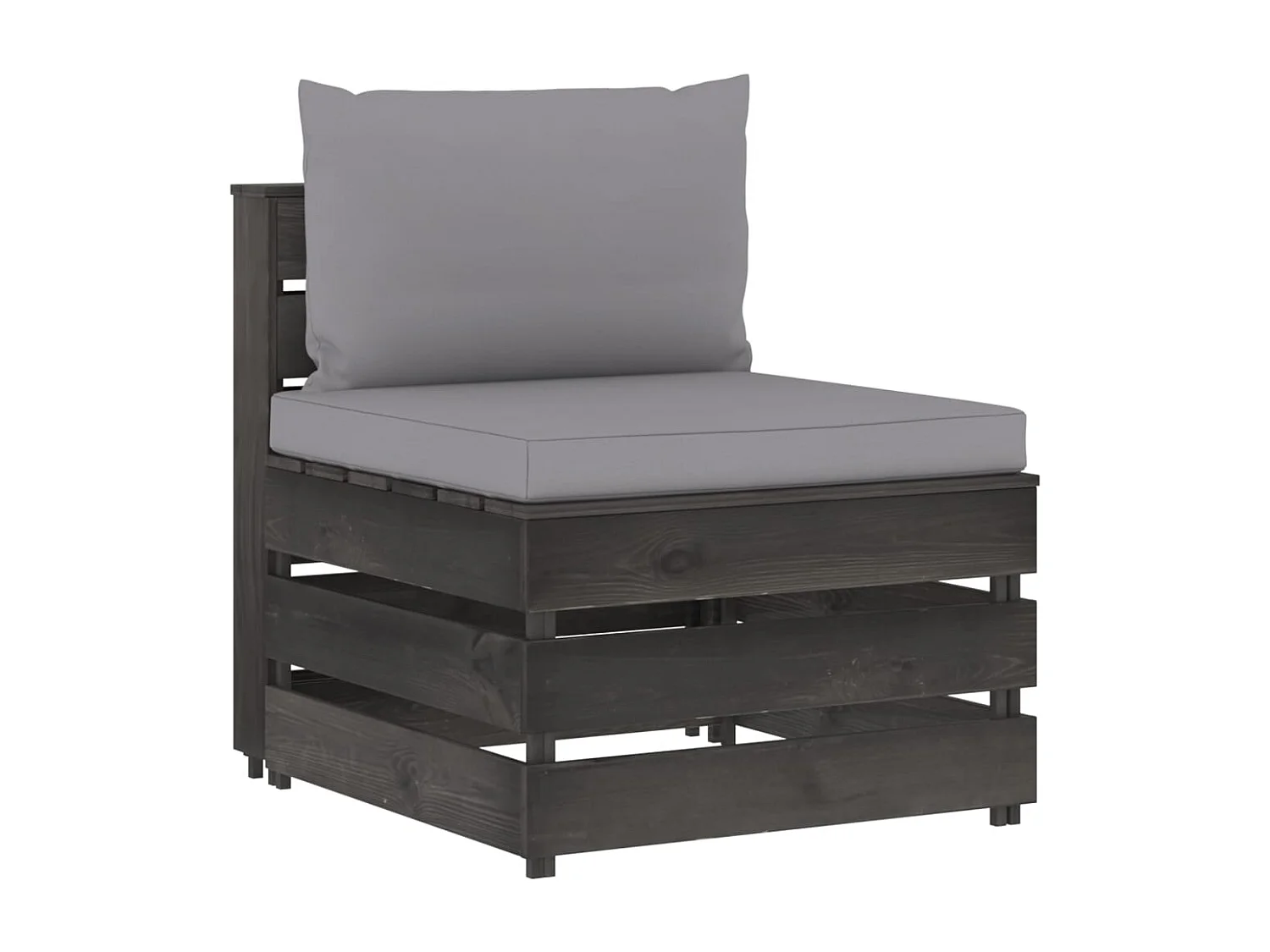 Canapé central sectionnel avec coussins Bois imprégné de gris