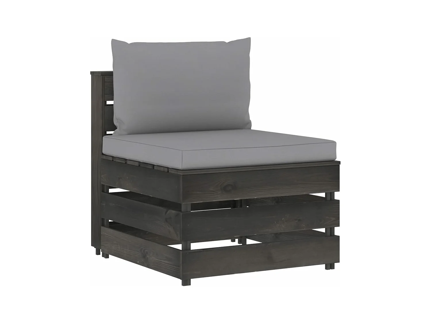 Canapé central sectionnel avec coussins Bois imprégné de gris