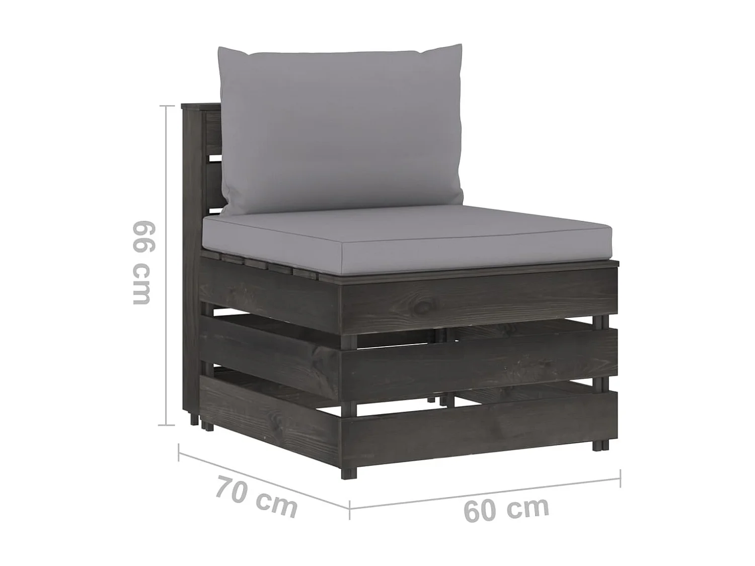 Canapé central sectionnel avec coussins Bois imprégné de gris