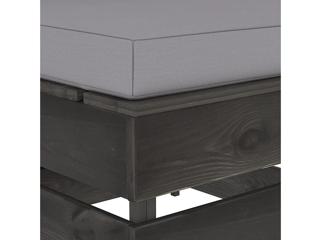 Divano Centrale Modulare con Cuscini in Legno Impregnato Grigio