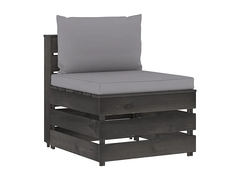 Canapé central sectionnel avec coussins Bois imprégné de gris