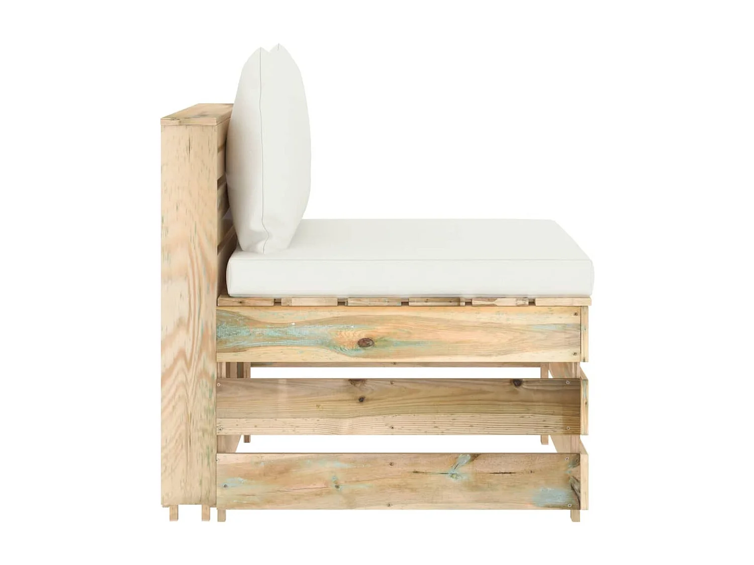 Modulares Mittelsofa mit Kissen Grün Imprägniertes Holz