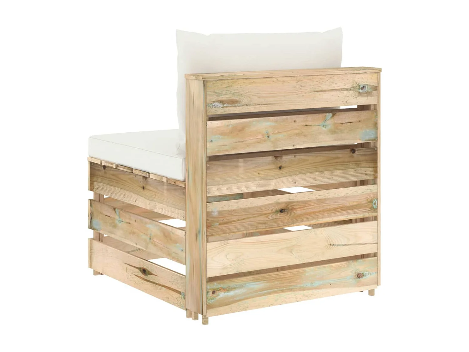 Modulares Mittelsofa mit Kissen Grün Imprägniertes Holz