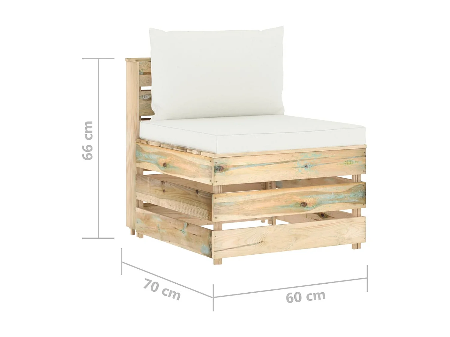 Modulares Mittelsofa mit Kissen Grün Imprägniertes Holz