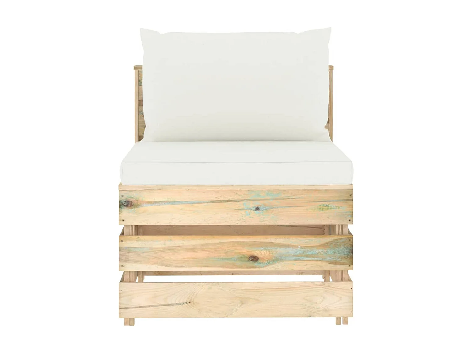 Modulares Mittelsofa mit Kissen Grün Imprägniertes Holz