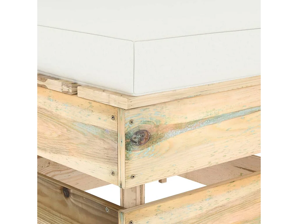 Modulares Mittelsofa mit Kissen Grün Imprägniertes Holz