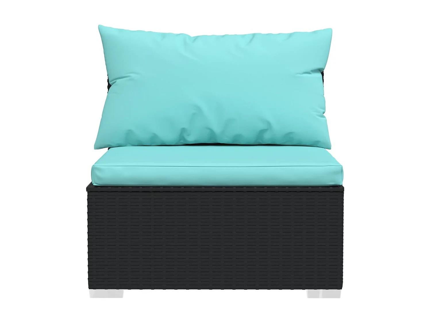 Garten-Mittelsofa mit Kissen Schwarz Poly Rattan
