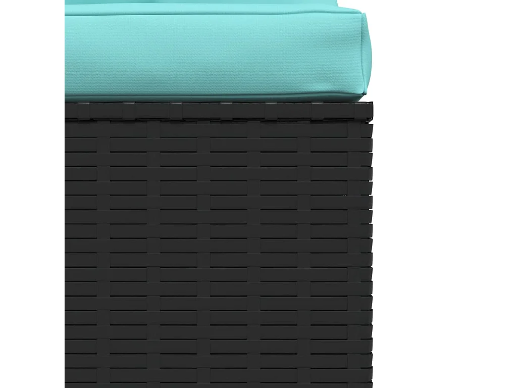 Garten-Mittelsofa mit Kissen Schwarz Poly Rattan