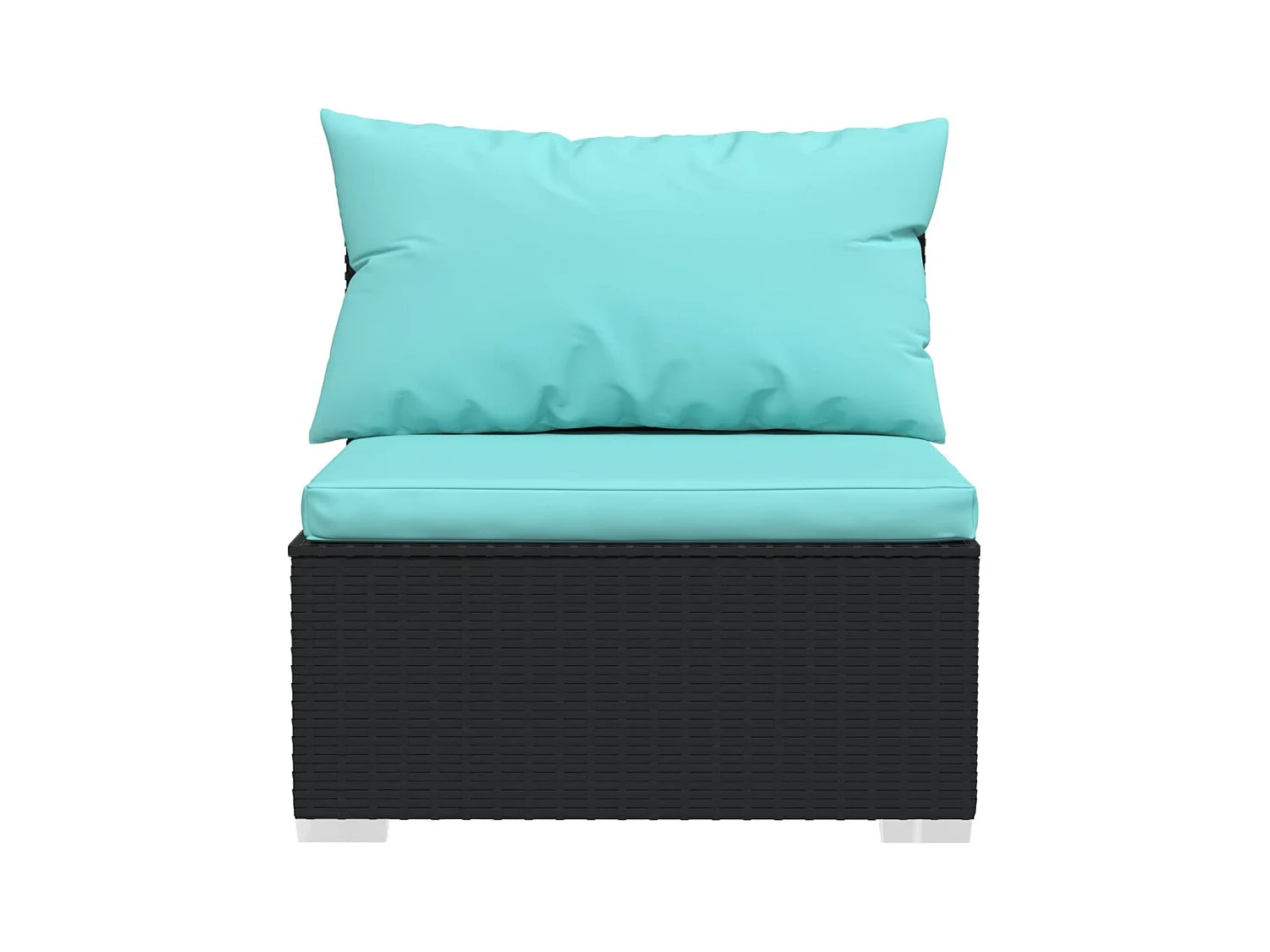 Canapé central de jardin avec coussins Noir Résine tressée