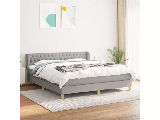 Kauf Unique Boxspringbett mit Matratze Hellgrau 180x200cm Stoff