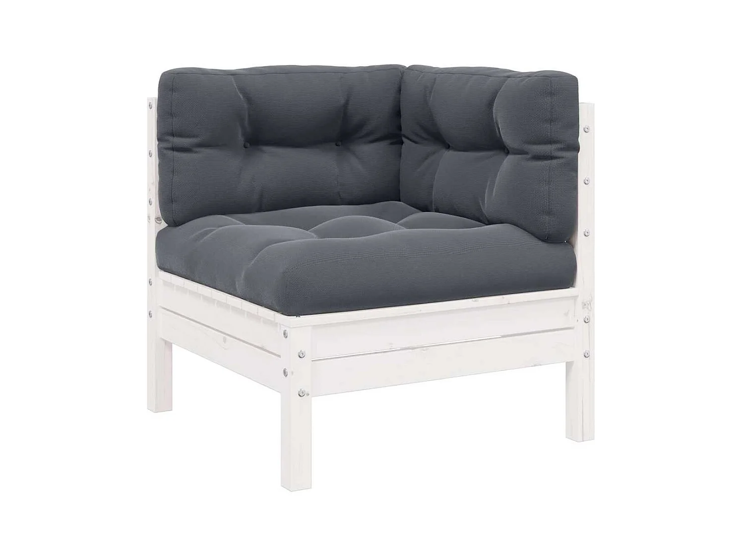 Garten-Ecksofa mit Kissen Weiß Massivholz Kiefer