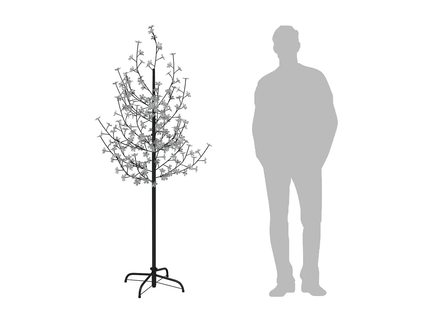 Cerejeira com 200 luzes LEDs 180 cm branco quente