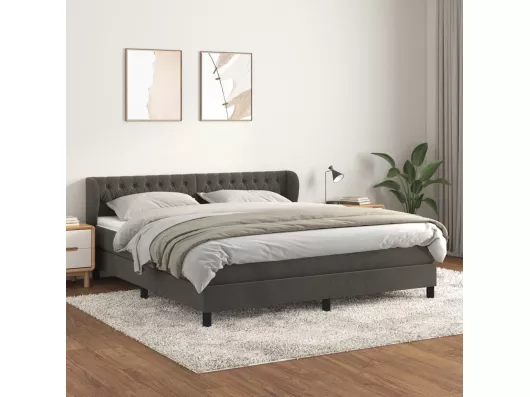 Kauf Unique Boxspringbett und Matratze Dunkelgrau 160x200cm Samt