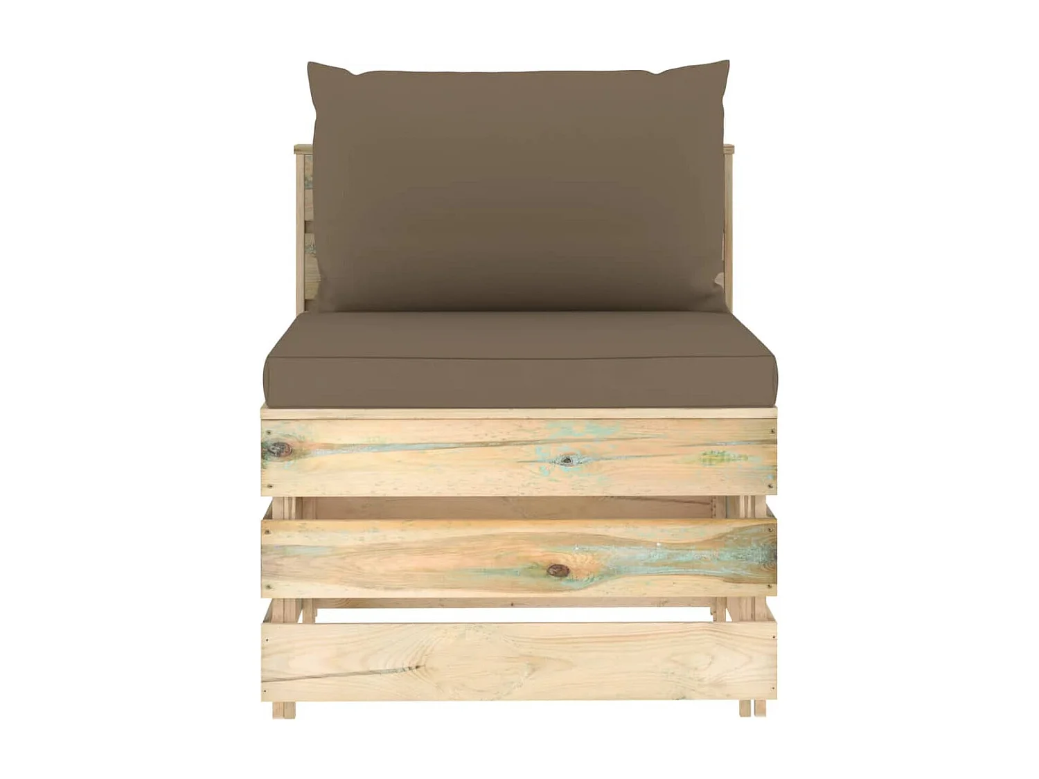 Modulares Mittelsofa mit Kissen Grün Imprägniertes Holz