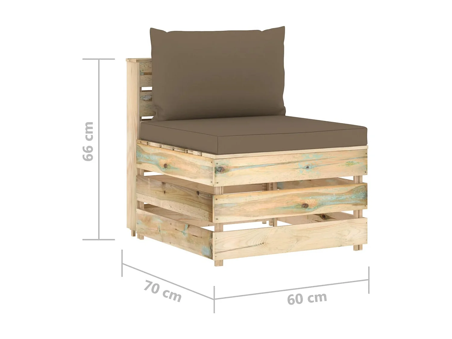 Canapé central sectionnel avec coussins Bois imprégné de vert