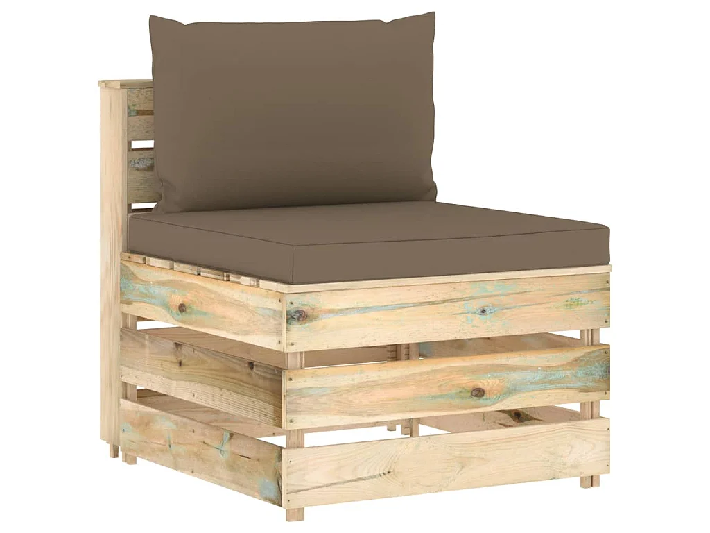 Canapé central sectionnel avec coussins Bois imprégné de vert