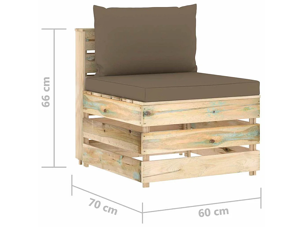 Canapé central sectionnel avec coussins Bois imprégné de vert