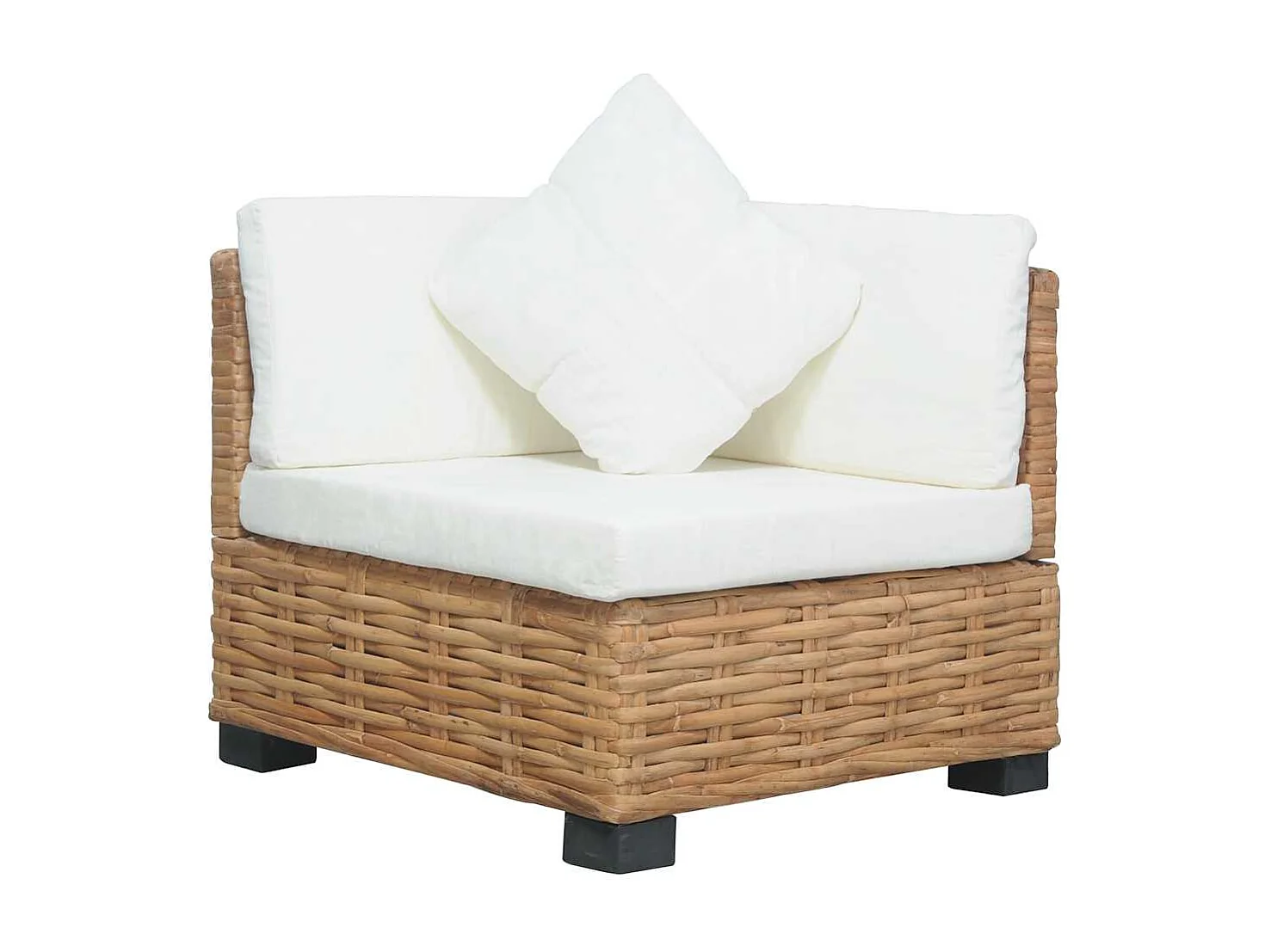 Divano Angolare con Cuscini in Rattan Naturale