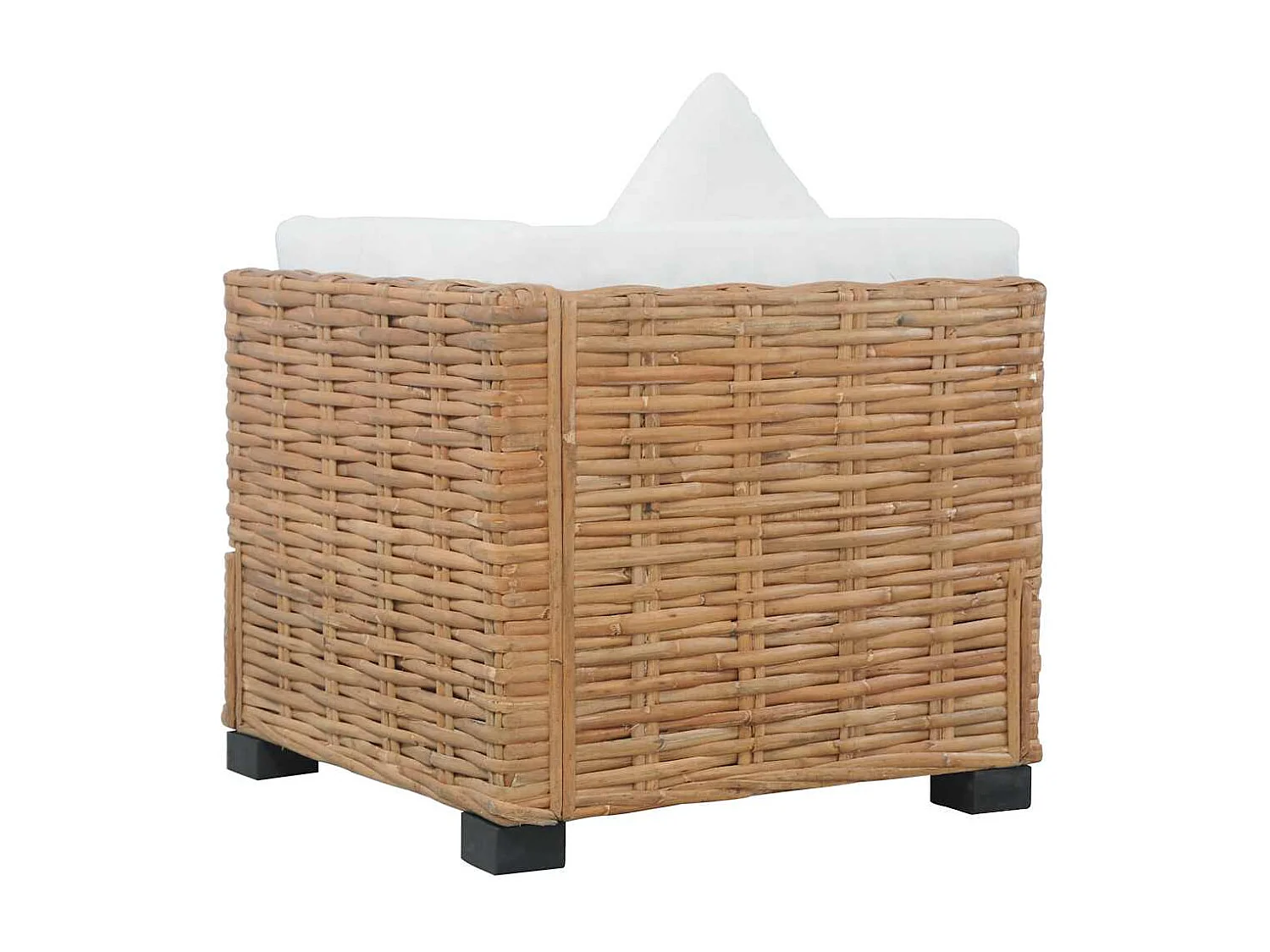 Divano Angolare con Cuscini in Rattan Naturale