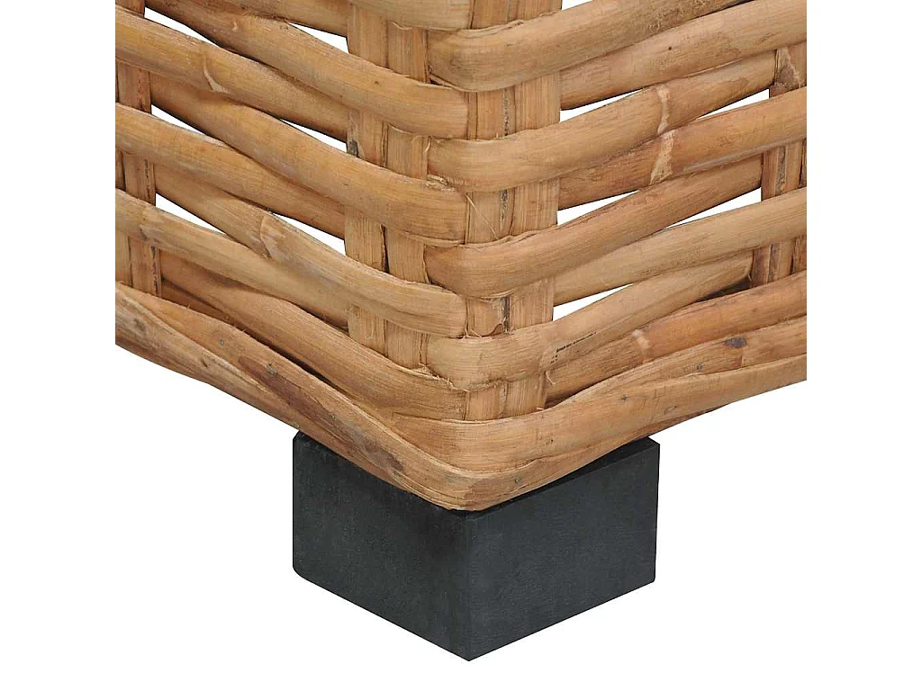 Divano Angolare con Cuscini in Rattan Naturale