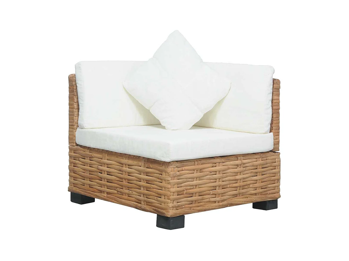 Hoekbank met kussens natuurlijk rattan
