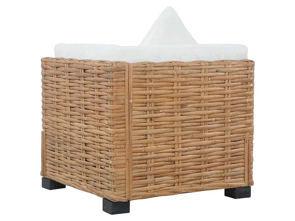 Divano Angolare con Cuscini in Rattan Naturale