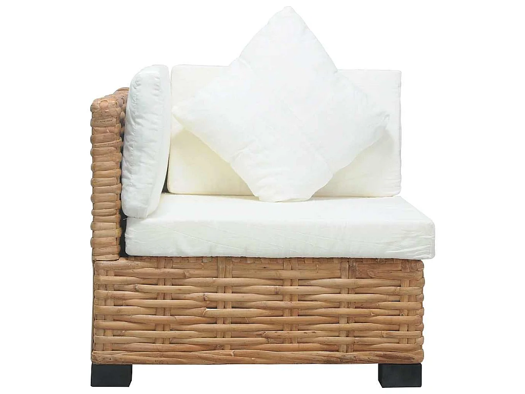 Divano Angolare con Cuscini in Rattan Naturale