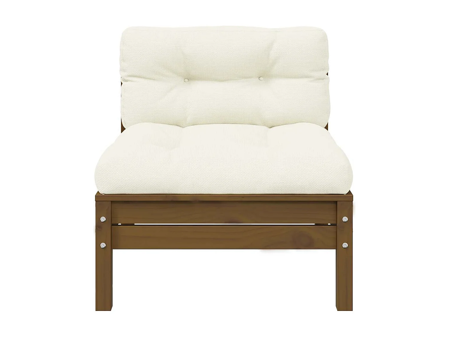 Sofá de centro p/ jardim + almofadões pinho maciço castanho mel