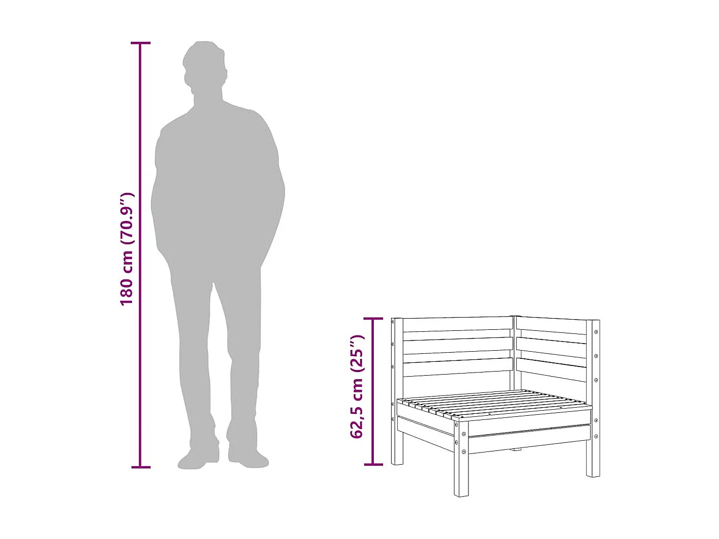 Garten-Ecksofas 2 Stk. Grau Massivholz Kiefer