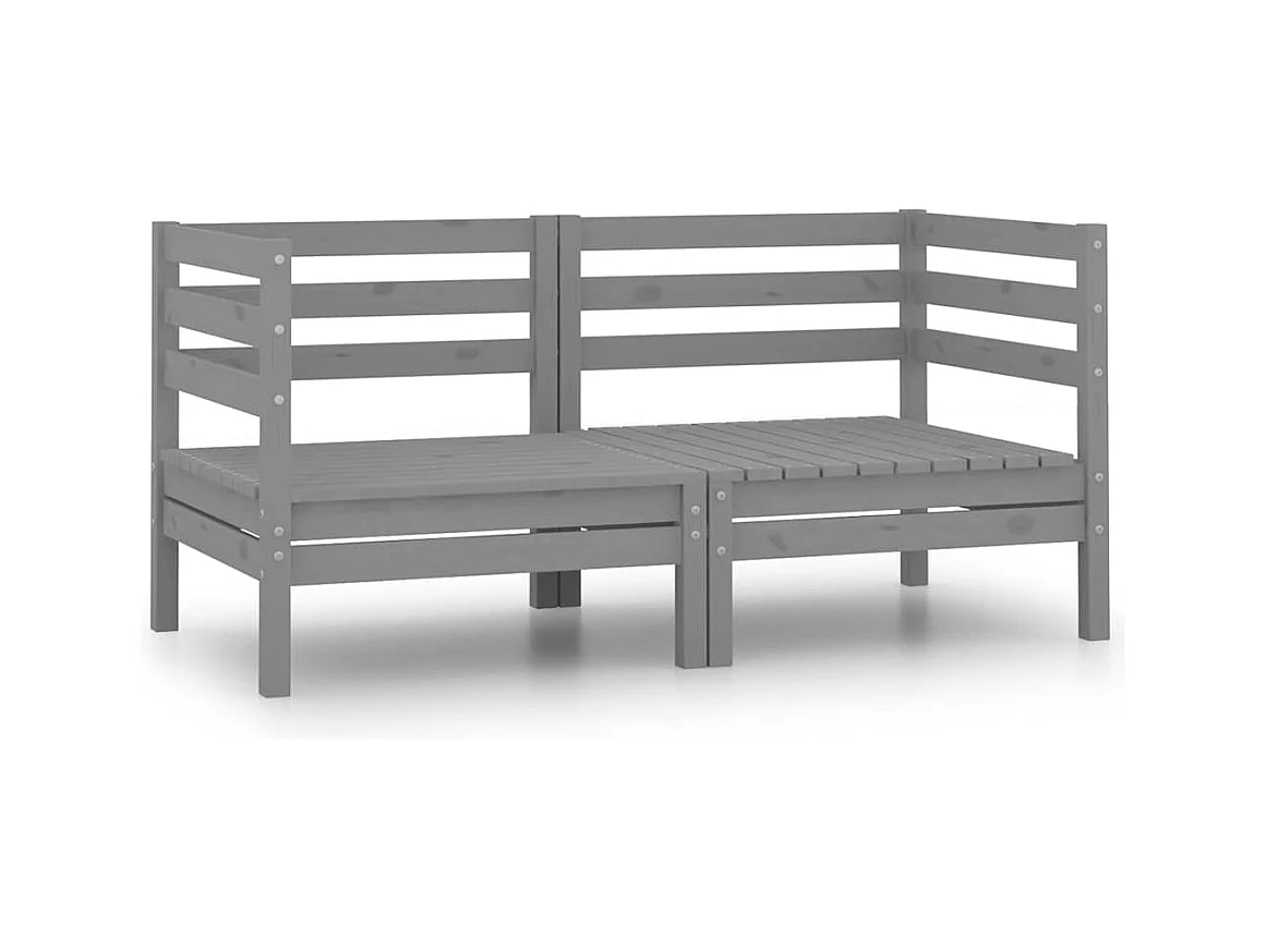 Garten-Ecksofas 2 Stk. Grau Massivholz Kiefer