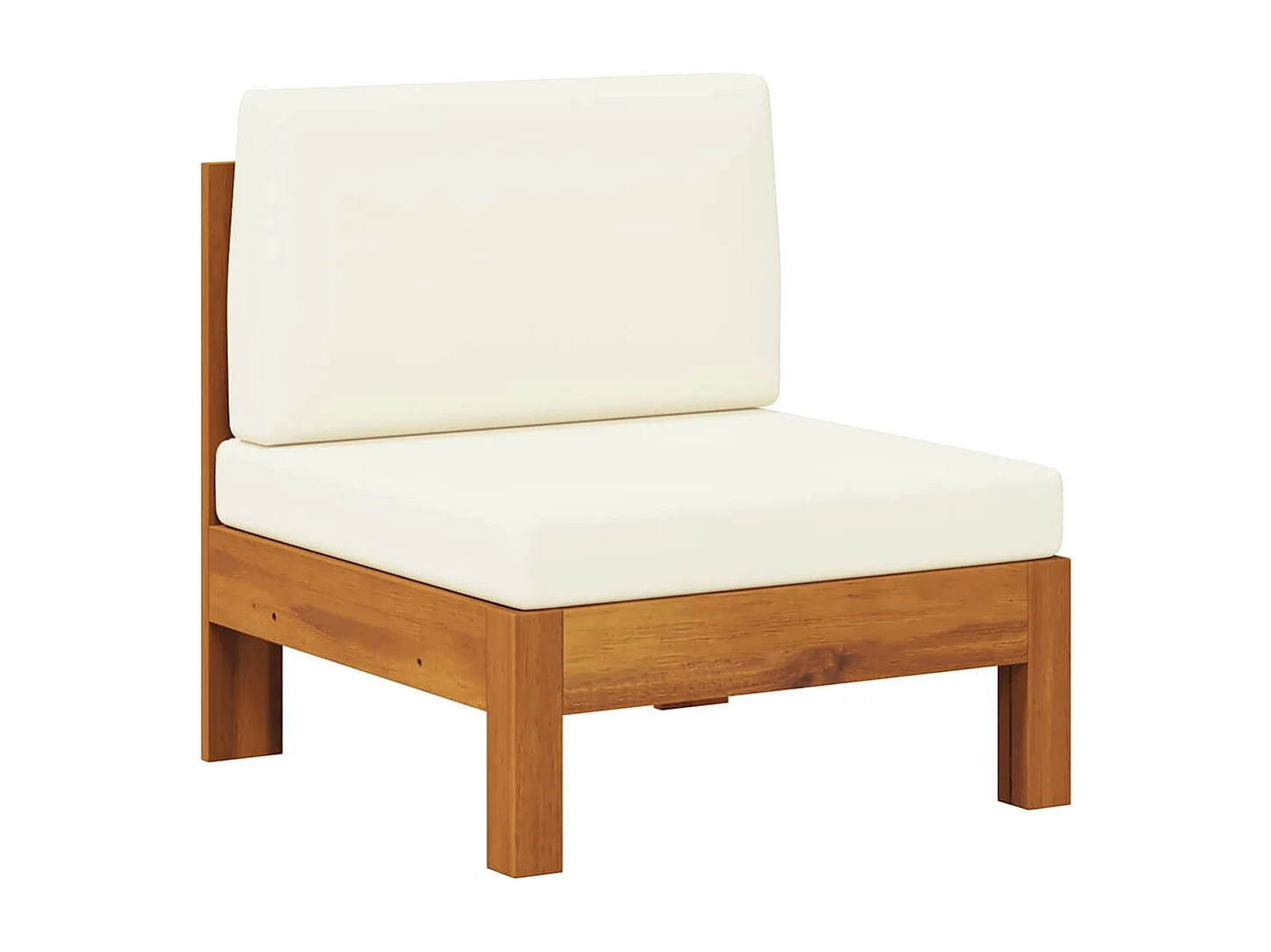 Sofá central con cojines blanco crema madera de acacia