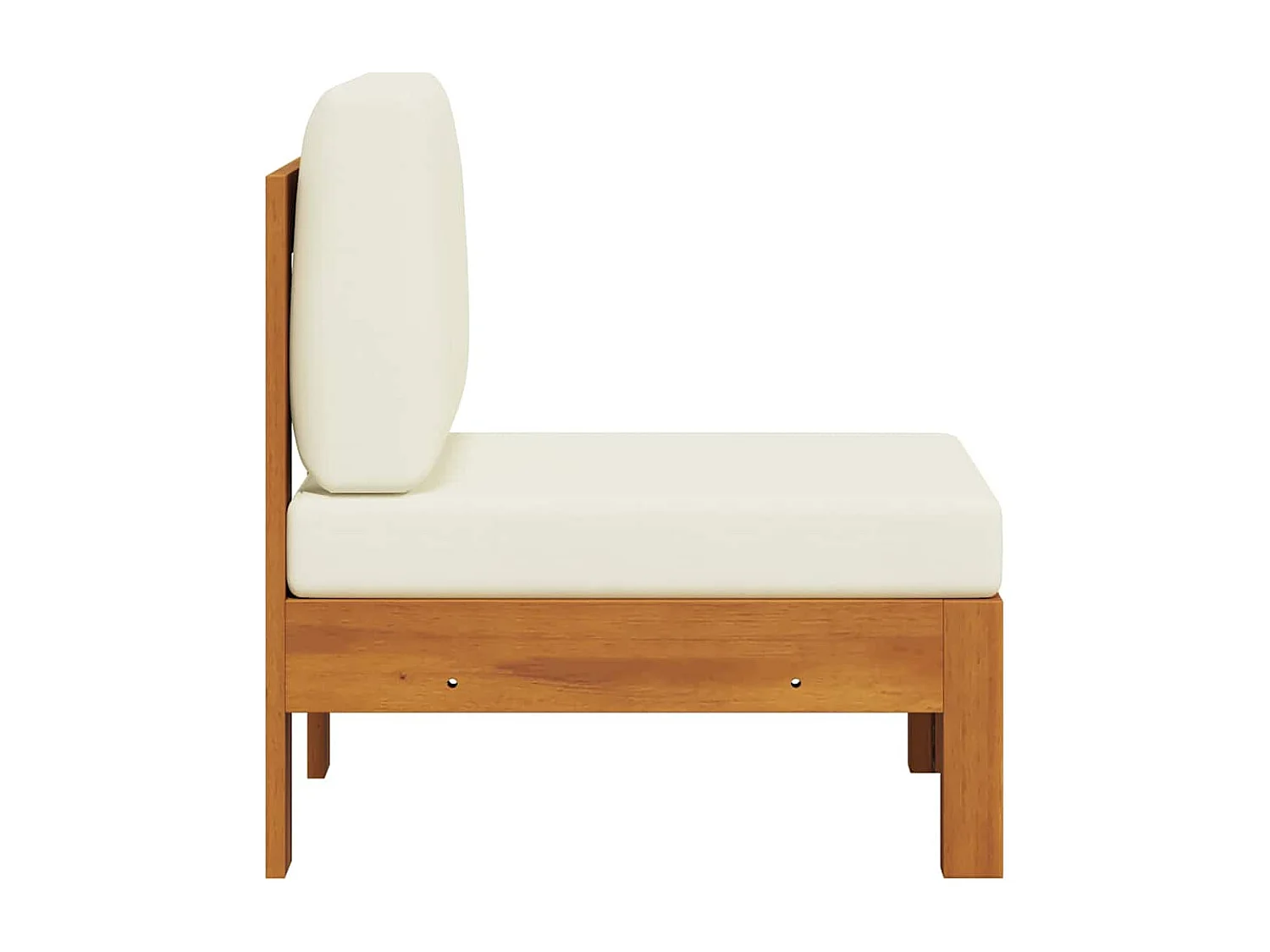 Sofá central con cojines blanco crema madera de acacia