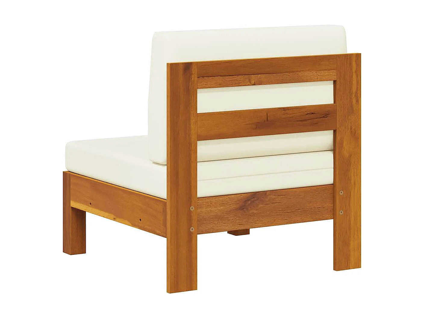 Sofá central con cojines blanco crema madera de acacia