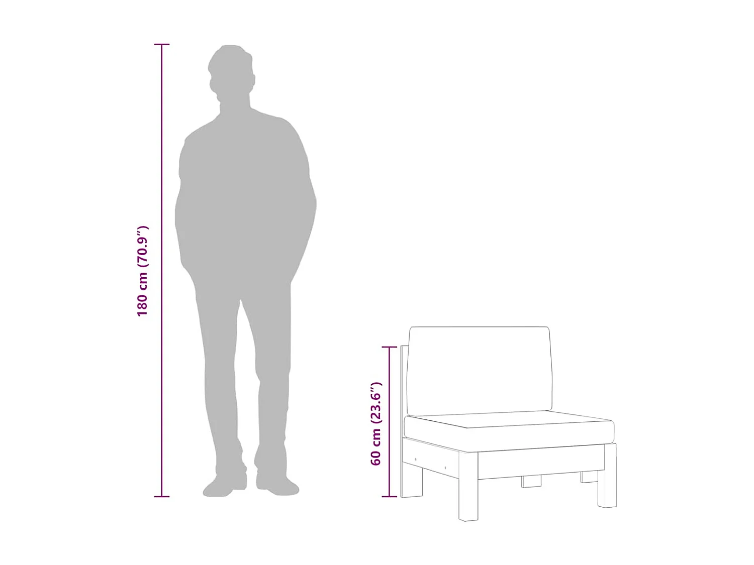 Sofá central con cojines blanco crema madera de acacia