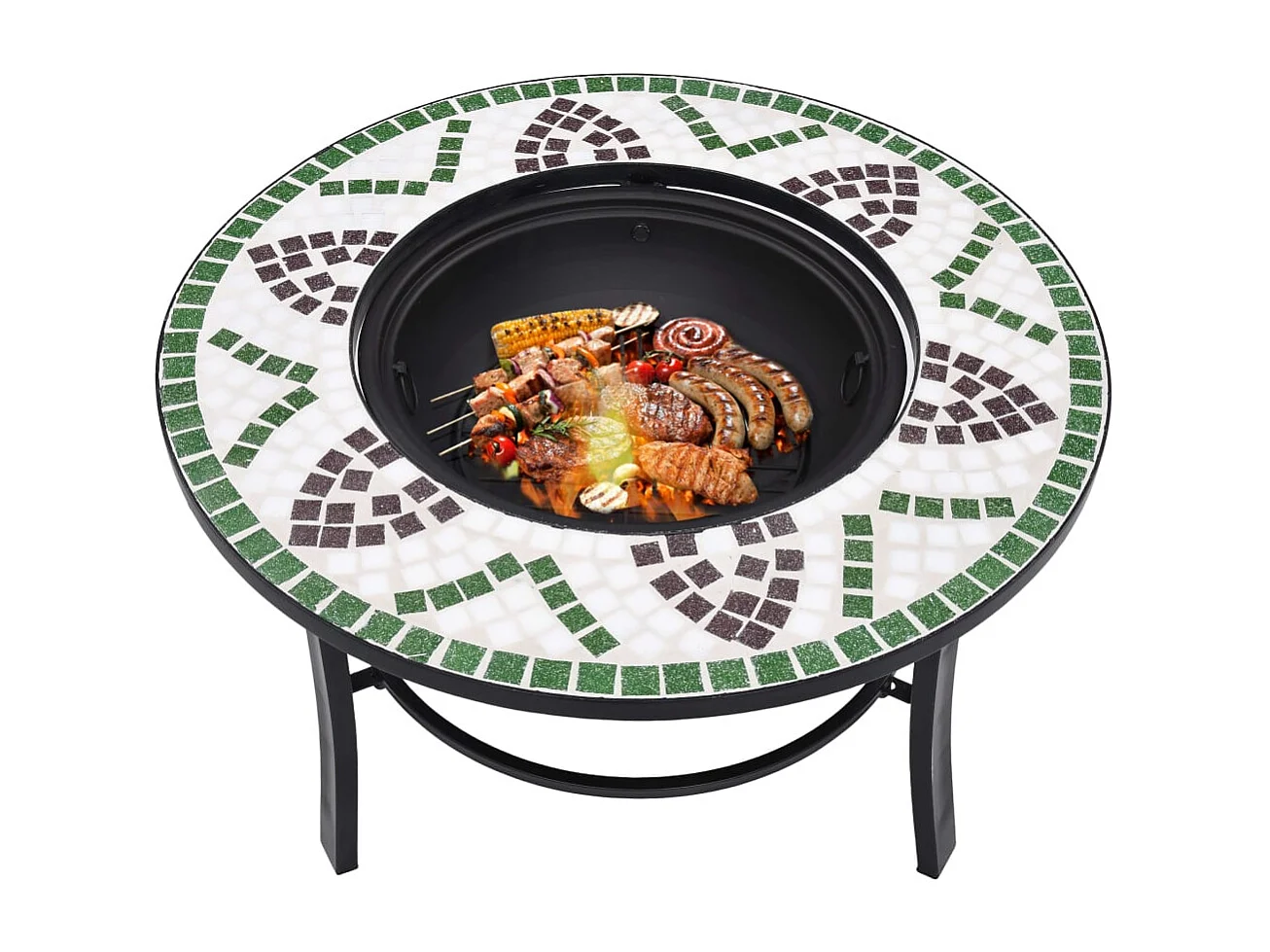 Braciere a Mosaico Verde 68 cm in Ceramica