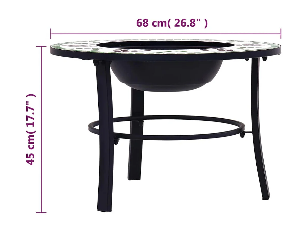 Feuerstelle Mosaik Keramik Grün 68 cm