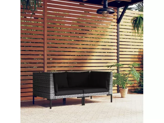 Kauf Unique Gartensofas 2 Stk. mit Kissen Halbrundes Poly Rattan